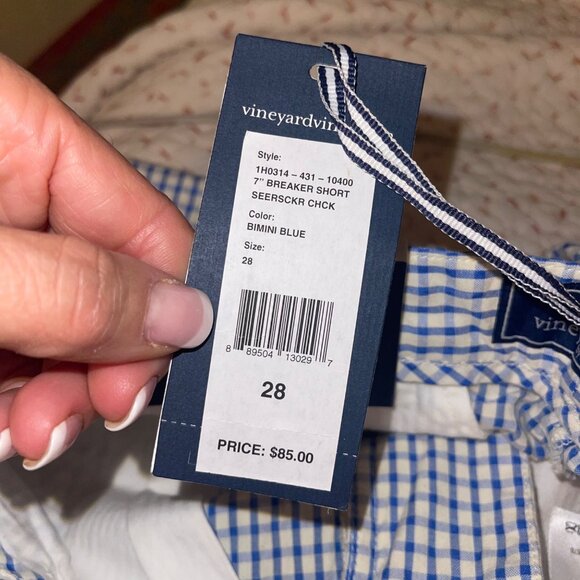 Vineyard Vines Mens Shorts Size 28 Blue Plaid Chino Breaker Pockets New - Picture 11 of 13